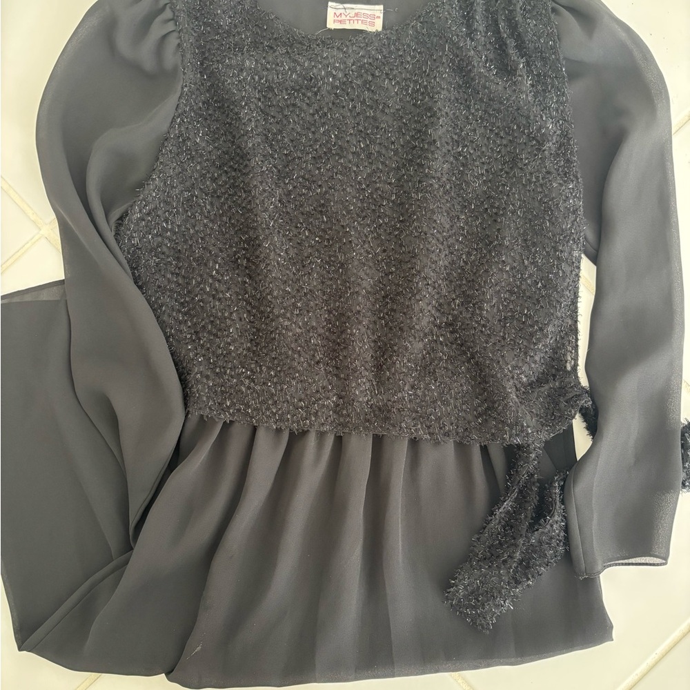 Chic Long Sleeve Black 1980s Dress
